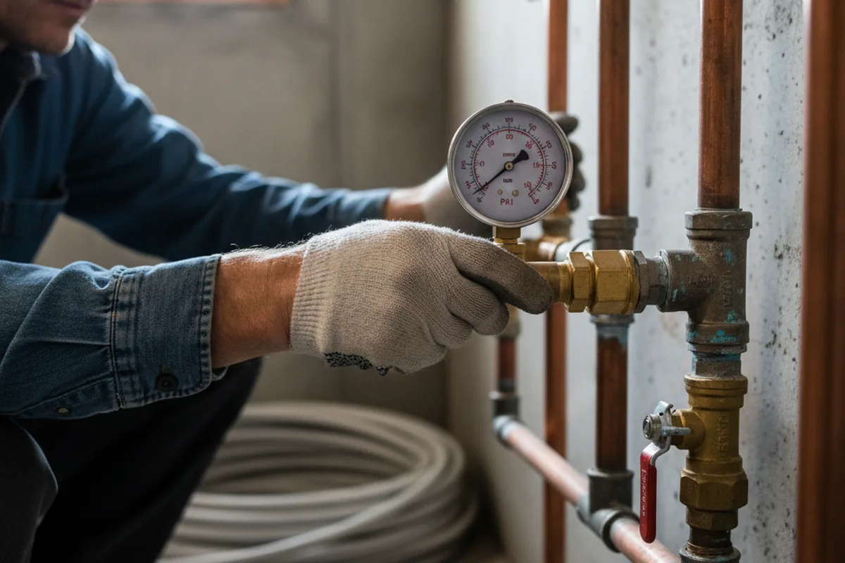 Pressure testing a repaired line during Water Line Repair in Montara